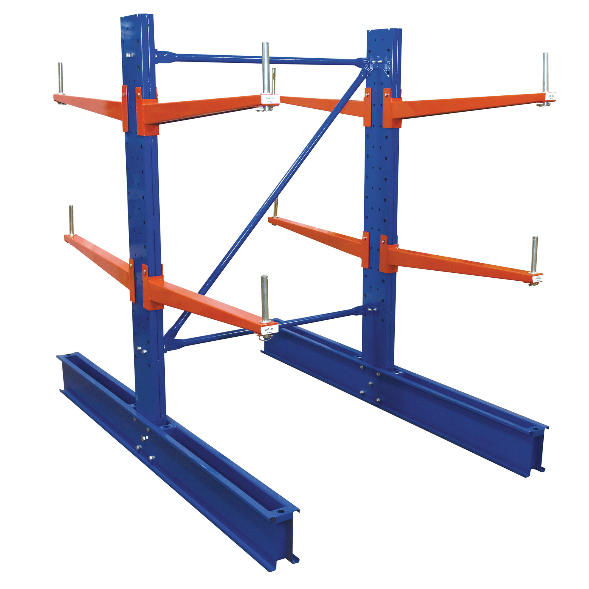 Vestil Steel Standard Cantilever Double Upright 6 Ft. Height 36 In. Arm Use Length Set 10,400 Lb. Capacity Blue